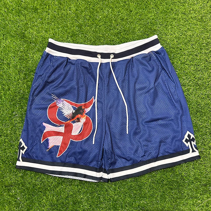 American Style Trendy Brand Basketball Shorts Men'S Summer Mesh Quick-Drying Breathable Lightweight Four-Point Knee-Less Beach Casual Pants - Image 1